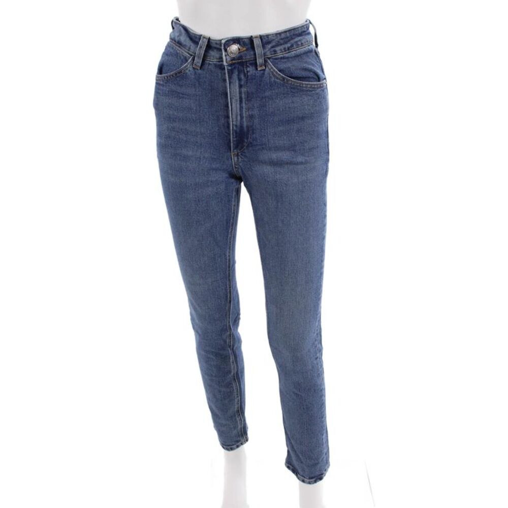SPRWMN Women Skinny Straight Jeans Blue Mid Rise Button Size 24